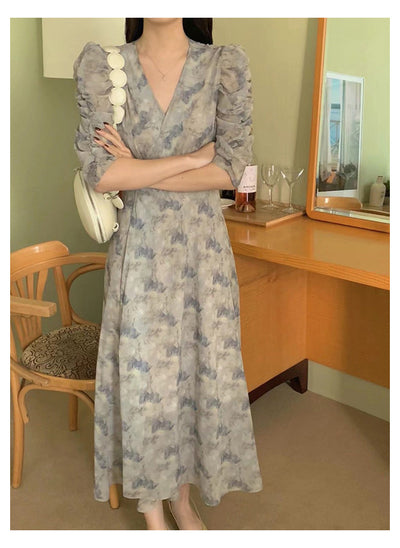 Vestido Floral Elegante Cuello en V Retro Sofisticado - Image 17