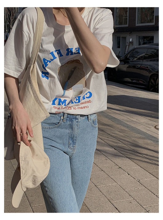 Camiseta Francesa Retro con Estampado de Letras para Mujer - Image 9