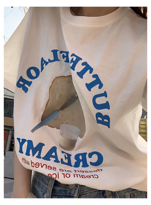 Camiseta Francesa Retro con Estampado de Letras para Mujer - Image 11