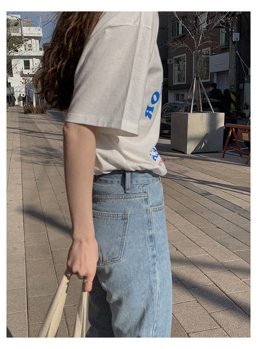Camiseta Francesa Retro con Estampado de Letras para Mujer - Image 12