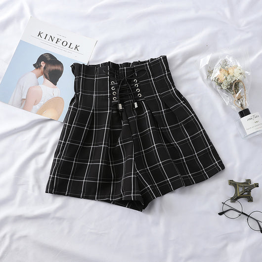 Shorts de Cintura Alta Tartán con Tirantes Floral - Image 12