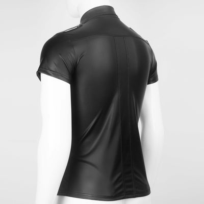 Camisa ajustada de charol con manga corta - Image 6