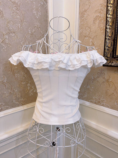 Blusa de Un Hombro con Lazo de Perlas y Encaje Corazón - Image 17