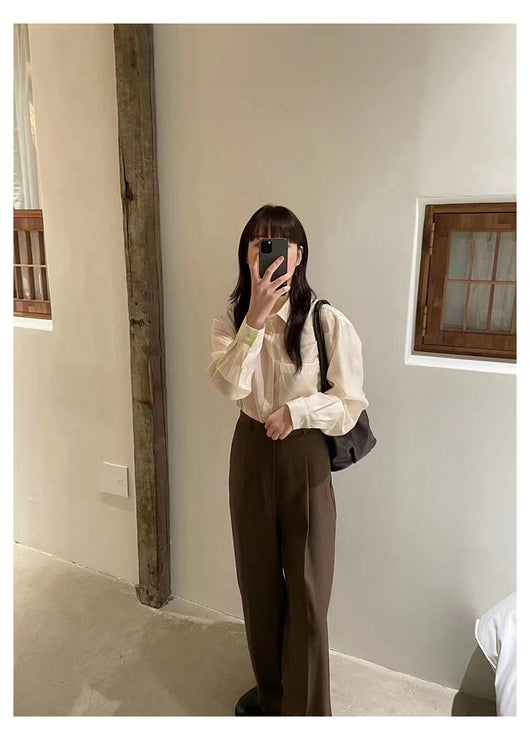 Camisa Tencel de Manga Larga Colores Sólidos para Trabajo Diario - Image 7