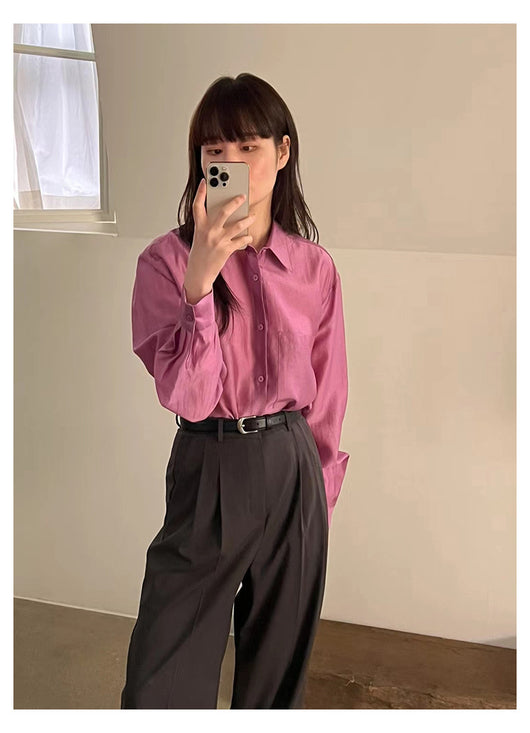 Camisa Tencel de Manga Larga Colores Sólidos para Trabajo Diario - Image 14