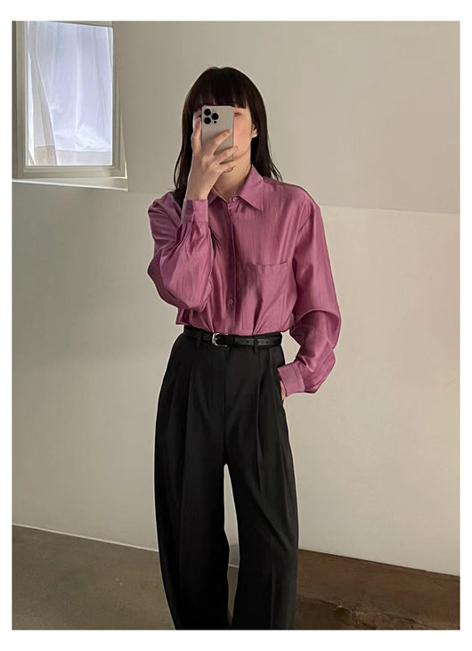 Camisa Tencel de Manga Larga Colores Sólidos para Trabajo Diario - Image 15