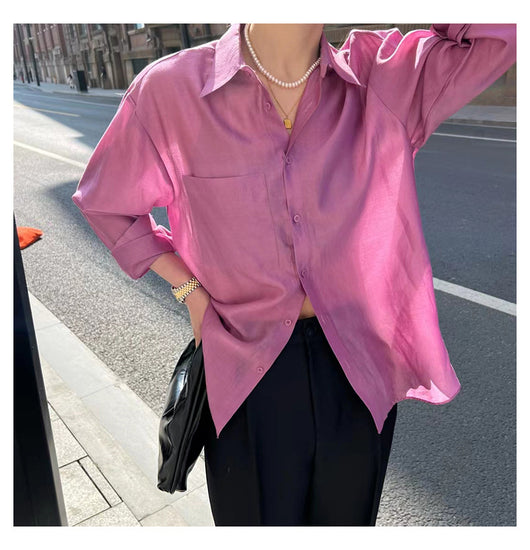 Camisa Tencel de Manga Larga Colores Sólidos para Trabajo Diario - Image 16