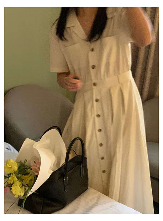 Vestido Largo Elegante con Cintura Definida - Estilo Retro Minimalista - Image 8