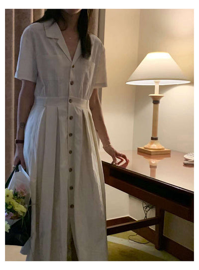 Vestido Largo Elegante con Cintura Definida - Estilo Retro Minimalista - Image 9