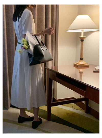 Vestido Largo Elegante con Cintura Definida - Estilo Retro Minimalista - Image 11