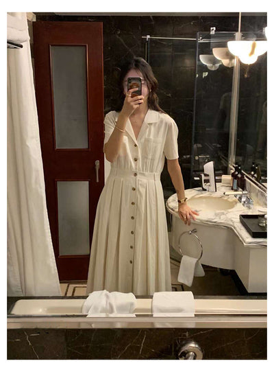 Vestido Largo Elegante con Cintura Definida - Estilo Retro Minimalista - Image 13