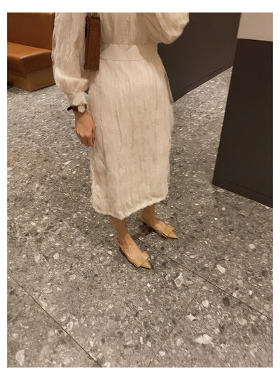 Vestido Elegante Retro Francés con Encaje y Cordones - Image 8