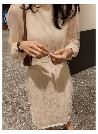 Vestido Elegante Retro Francés con Encaje y Cordones - Image 9