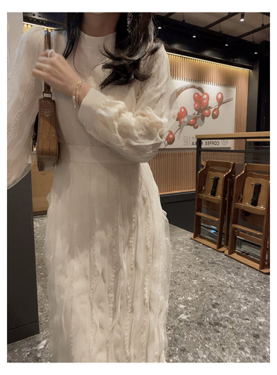 Vestido Elegante Retro Francés con Encaje y Cordones - Image 11