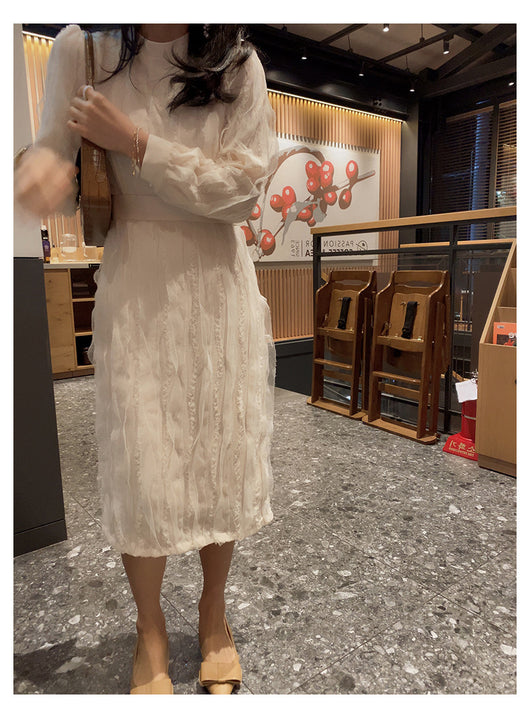 Vestido Elegante Retro Francés con Encaje y Cordones - Image 12
