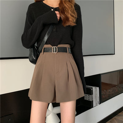 Shorts de Talle Alto Estilo A-línea con Piernas Anchas - Image 11