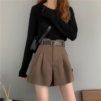 Shorts de Talle Alto Estilo A-línea con Piernas Anchas - Image 13