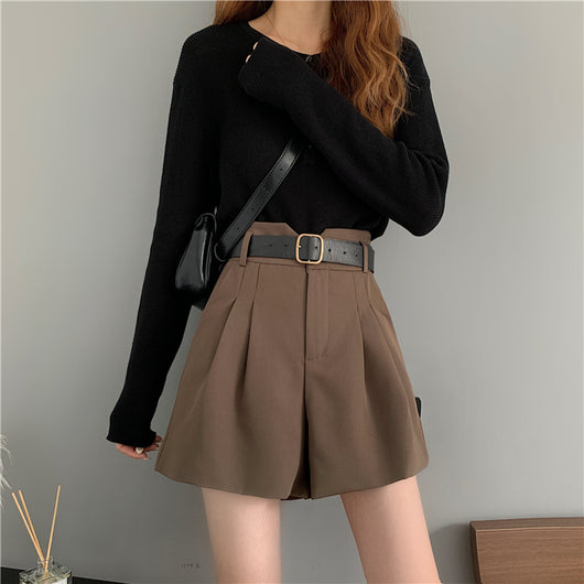 Shorts de Talle Alto Estilo A-línea con Piernas Anchas - Image 13