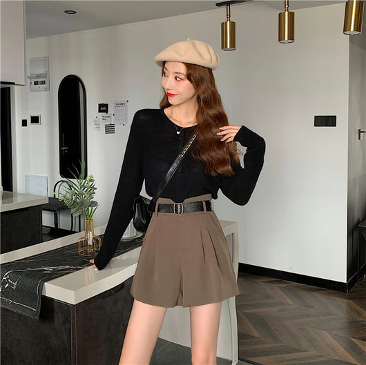 Shorts de Talle Alto Estilo A-línea con Piernas Anchas - Image 15