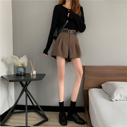 Shorts de Talle Alto Estilo A-línea con Piernas Anchas - Image 18