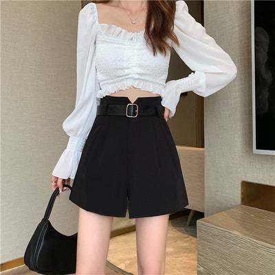 Shorts de Talle Alto Estilo A-línea con Piernas Anchas - Image 20
