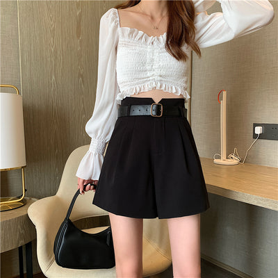Shorts de Talle Alto Estilo A-línea con Piernas Anchas - Image 21