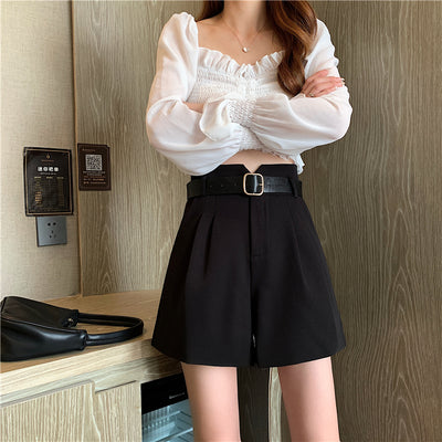 Shorts de Talle Alto Estilo A-línea con Piernas Anchas - Image 25