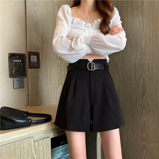 Shorts de Talle Alto Estilo A-línea con Piernas Anchas - Image 25