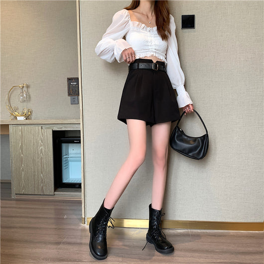 Shorts de Talle Alto Estilo A-línea con Piernas Anchas - Image 27