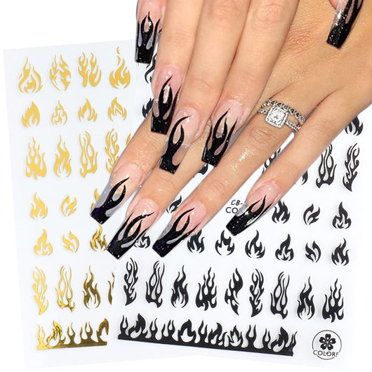 Calcomanías de Uñas Flame Series Oro, Plata y Bicolor - Image 10