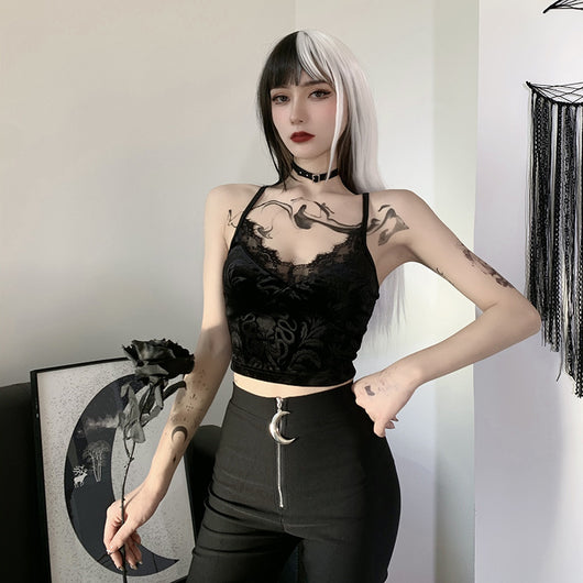 Camiseta Gótica de Encaje para Mujer - Tank Top Elegante - Image 14