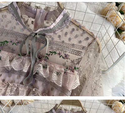 Vestido de Encaje Bordado Elegante con Detalles de Costura - Image 10