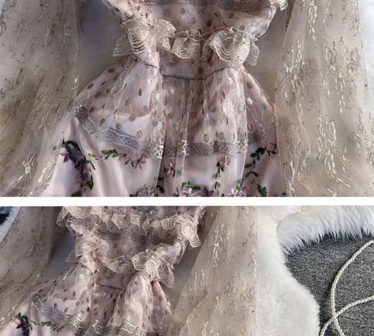 Vestido de Encaje Bordado Elegante con Detalles de Costura - Image 12