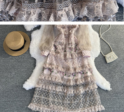 Vestido de Encaje Bordado Elegante con Detalles de Costura - Image 15