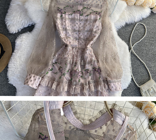 Vestido de Encaje Bordado Elegante con Detalles de Costura - Image 20