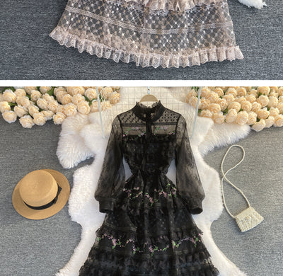 Vestido de Encaje Bordado Elegante con Detalles de Costura - Image 25
