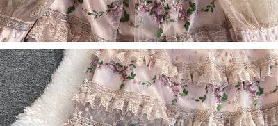 Vestido de Encaje Bordado Elegante con Detalles de Costura - Image 29