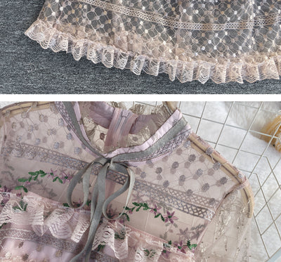 Vestido de Encaje Bordado Elegante con Detalles de Costura - Image 31