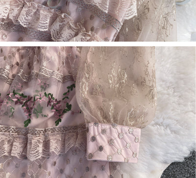 Vestido de Encaje Bordado Elegante con Detalles de Costura - Image 32