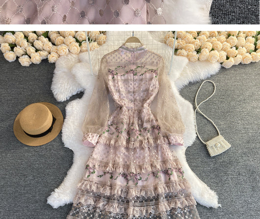 Vestido de Encaje Bordado Elegante con Detalles de Costura - Image 33