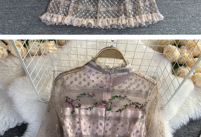 Vestido de Encaje Bordado Elegante con Detalles de Costura - Image 34