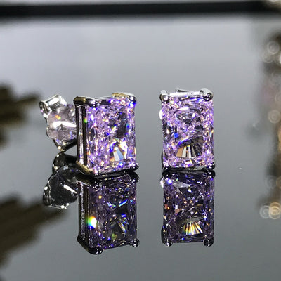 Aretes de Plata 925 con Diamante Rectangular de Alto Carbono - Image 13