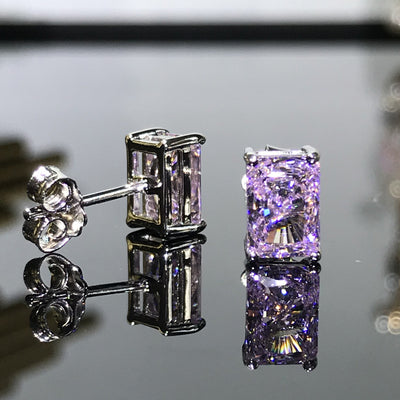 Aretes de Plata 925 con Diamante Rectangular de Alto Carbono - Image 14