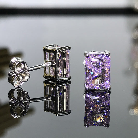 Aretes de Plata 925 con Diamante Rectangular de Alto Carbono - Image 14