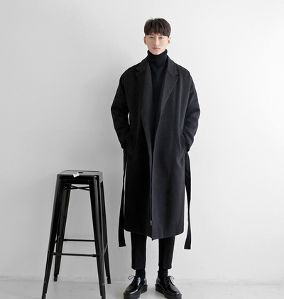 Abrigo Largo de Lana para Hombre - Estilo Coreano Oversized Otoño Invierno - Image 3