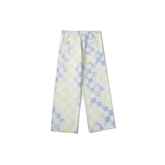 Pantalones Casuales a Cuadros con Degradado Holgados y Rectos para Hombre y Mujer - Image 12