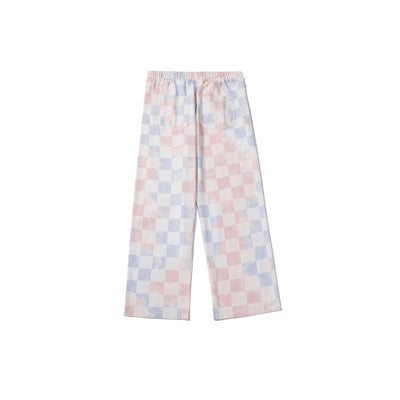 Pantalones Casuales a Cuadros con Degradado Holgados y Rectos para Hombre y Mujer - Image 14