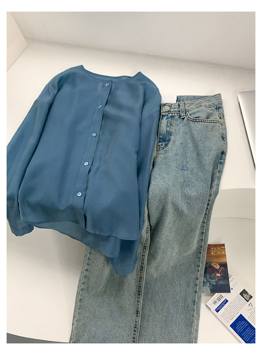 Blusa Larga de Tencel con Diseño Elegante para Mujer - Image 17