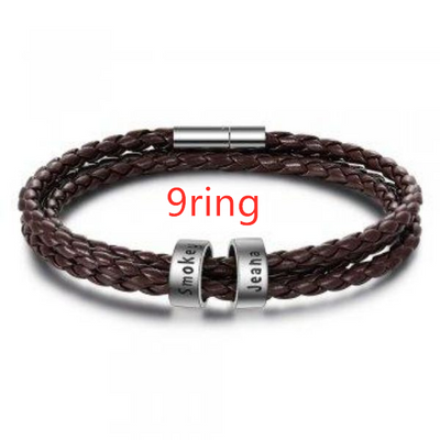 Pulsera de Cuero Trenzado Personalizada para Hombre con Nombre y Acero Inoxidable - Image 37