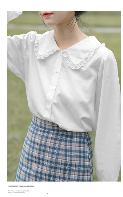 Blusa Blanca de Cuello Muñeca Diseño Exclusivo Primavera Otoño - Image 7